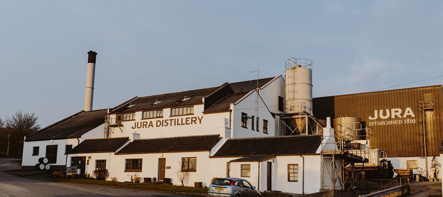 Large Jura Distillery At Sunset April